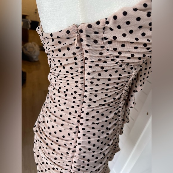 Majorelle Karissa Mini One Shoulder Pink Polka Dot REVOLVE Dress - Size Medium - Picture 5 of 7